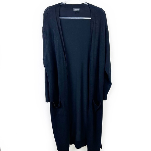 TOPSHOP Long sleeve side slits duster cardigan in black size: 10 - Picture 1 of 11